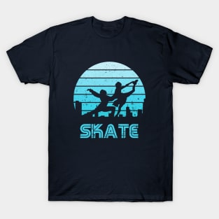 Retro Sunset Figure Skating Pair T-Shirt